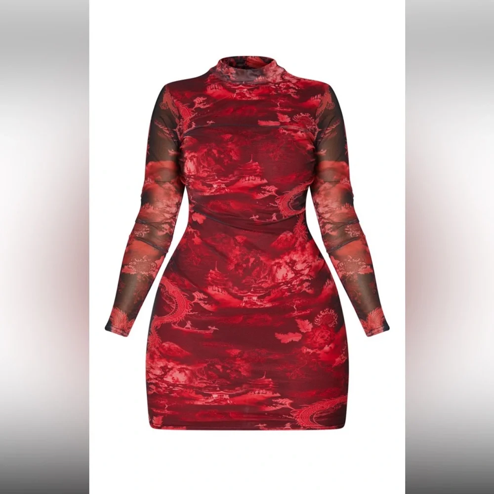 PLT MESH BODYCON DRESS - Picture 3 of 4